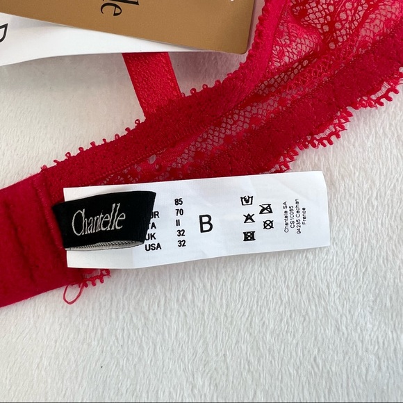 Chantelle Merci Demi Underwire Bra Style 1745 Size 32B Ruby Red - Picture 15 of 15